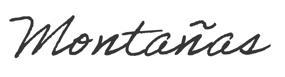 Tipografía que cita la frase "Montañas" firma de la colección de telas exclusiva de la marca ODALOA.
