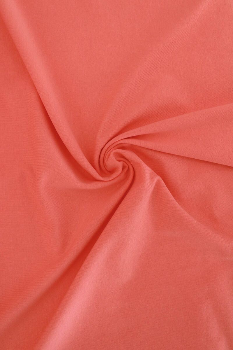 Tela de punto camiseta de algodón orgánico en color coral