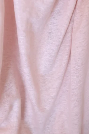 Tela de punto de lino famé de color rosa