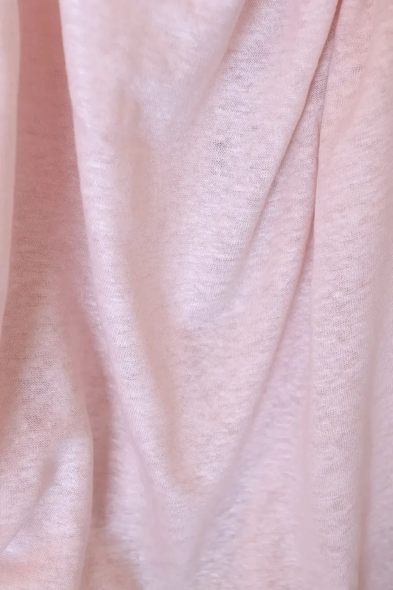Tejido de punto de lino Tela de punto de lino famé de color rosa